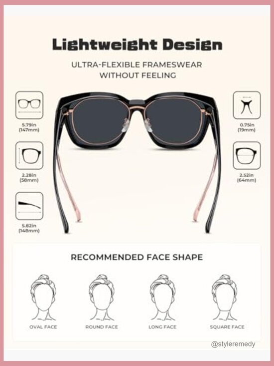 TR90 Polarized Fit Over Sunglasses for Glasses, Lightweight UV400 Protection main image 6